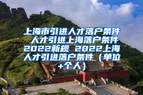 上海市引进人才落户条件 人才引进上海落户条件2022新规 2022上海人才引进落户条件（单位+个人）
