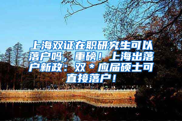 上海双证在职研究生可以落户吗，重磅！上海出落户新政：双＊应届硕士可直接落户！