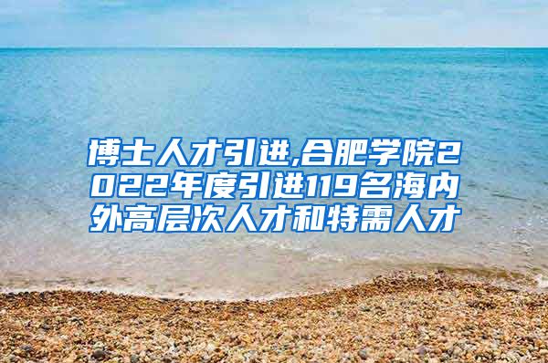 博士人才引进,合肥学院2022年度引进119名海内外高层次人才和特需人才