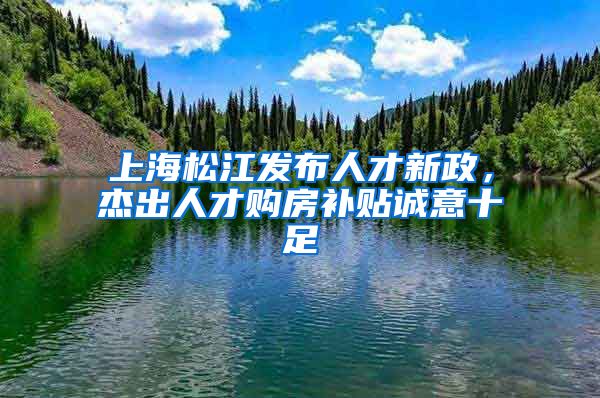 上海松江发布人才新政，杰出人才购房补贴诚意十足