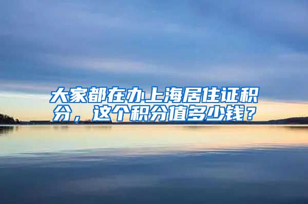 大家都在办上海居住证积分，这个积分值多少钱？