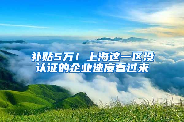 补贴5万！上海这一区没认证的企业速度看过来