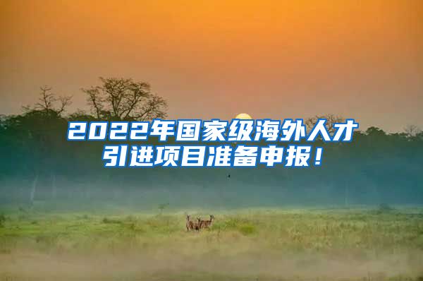 2022年国家级海外人才引进项目准备申报!