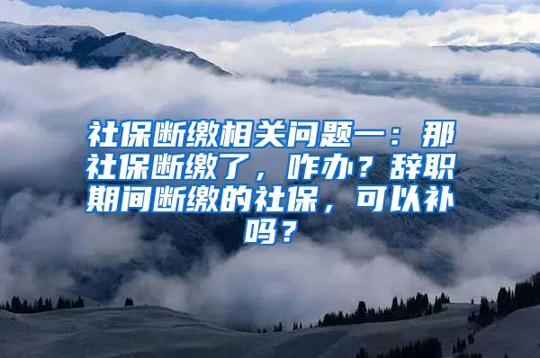 社保断缴相关问题一：那社保断缴了，咋办？辞职期间断缴的社保，可以补吗？