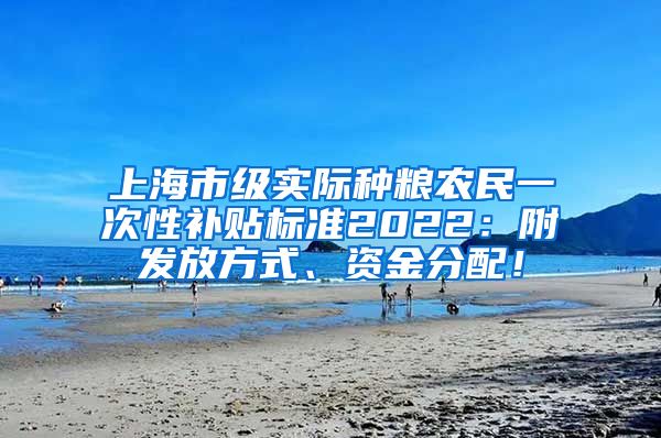 上海市级实际种粮农民一次性补贴标准2022：附发放方式、资金分配！
