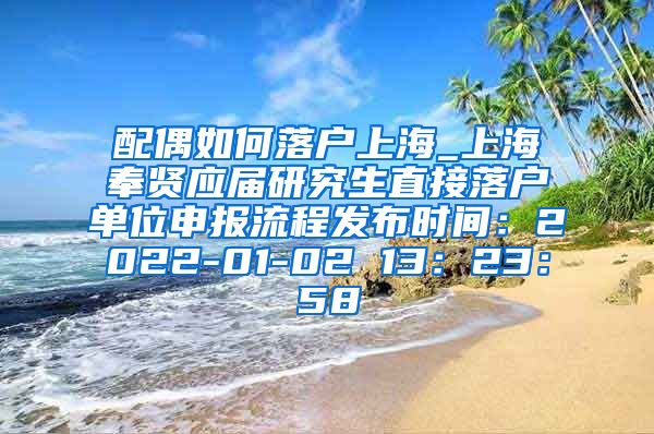 配偶如何落户上海_上海奉贤应届研究生直接落户单位申报流程发布时间：2022-01-02 13：23：58