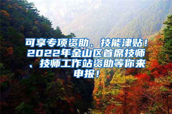 可享专项资助、技能津贴！2022年金山区首席技师、技师工作站资助等你来申报！