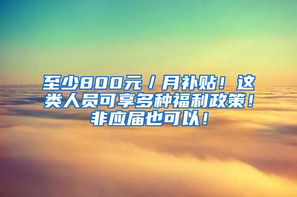 至少800元／月补贴！这类人员可享多种福利政策！非应届也可以！