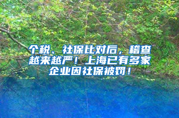 个税、社保比对后，稽查越来越严！上海已有多家企业因社保被罚！