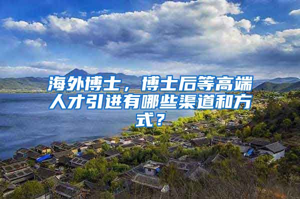 海外博士，博士后等高端人才引进有哪些渠道和方式？