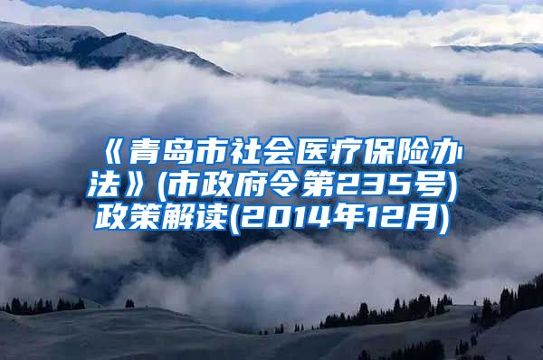 《青岛市社会医疗保险办法》(市政府令第235号)政策解读(2014年12月)