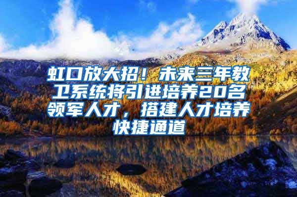 虹口放大招！未来三年教卫系统将引进培养20名领军人才，搭建人才培养快捷通道