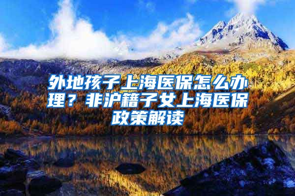 外地孩子上海医保怎么办理？非沪籍子女上海医保政策解读