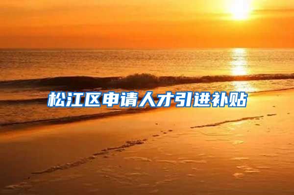 松江区申请人才引进补贴