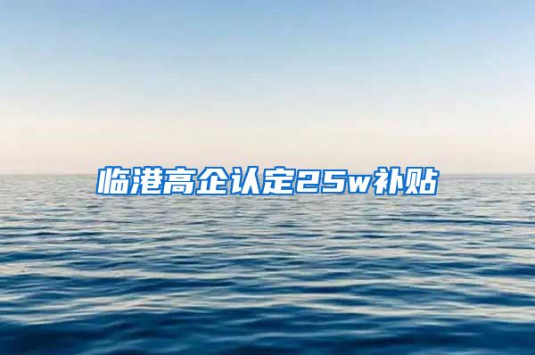 临港高企认定25w补贴