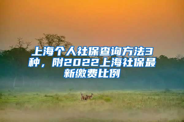 上海个人社保查询方法3种，附2022上海社保最新缴费比例