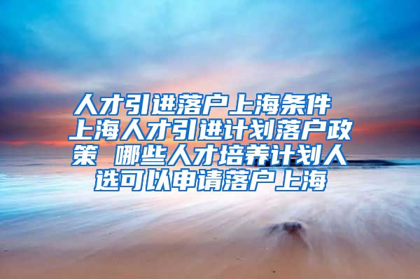 人才引进落户上海条件 上海人才引进计划落户政策 哪些人才培养计划人选可以申请落户上海