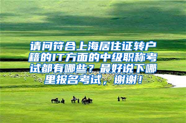 请问符合上海居住证转户籍的IT方面的中级职称考试都有哪些?最好说下哪里报名考试,谢谢!