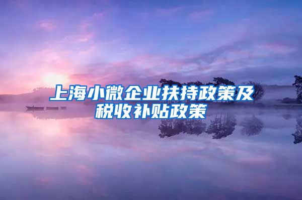 上海小微企业扶持政策及税收补贴政策