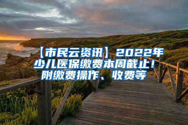 【市民云资讯】2022年少儿医保缴费本周截止！附缴费操作、收费等
