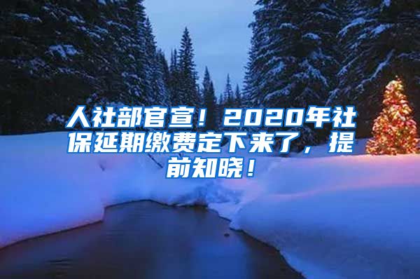 人社部官宣！2020年社保延期缴费定下来了，提前知晓！
