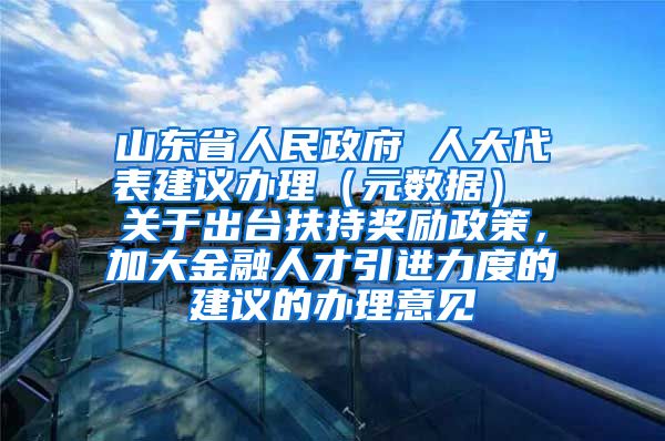 山东省人民政府 人大代表建议办理（元数据） 关于出台扶持奖励政策，加大金融人才引进力度的建议的办理意见