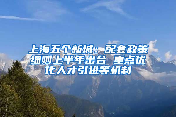 上海五个新城：配套政策细则上半年出台 重点优化人才引进等机制