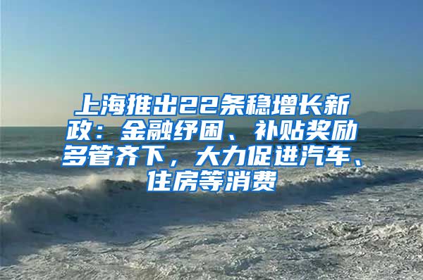 上海推出22条稳增长新政：金融纾困、补贴奖励多管齐下，大力促进汽车、住房等消费