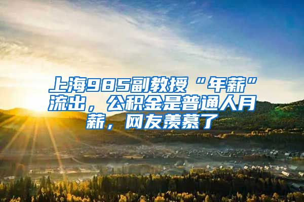 上海985副教授“年薪”流出，公积金是普通人月薪，网友羡慕了
