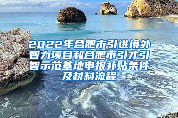 2022年合肥市引进境外智力项目和合肥市引才引智示范基地申报补贴条件及材料流程