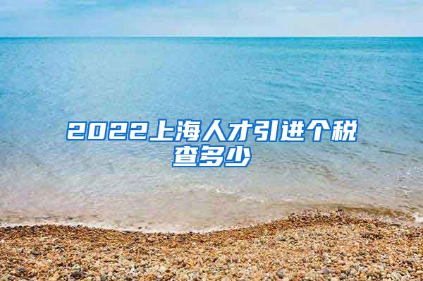 2022上海人才引进个税查多少