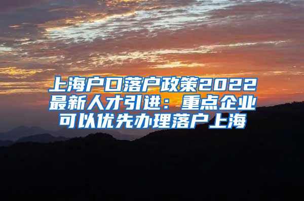 上海户口落户政策2022最新人才引进：重点企业可以优先办理落户上海