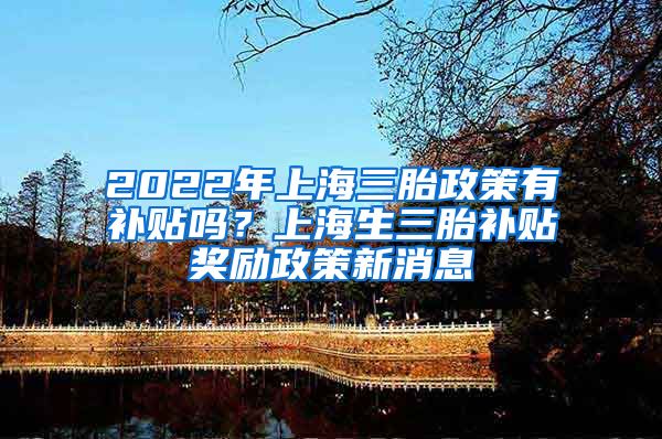 2022年上海三胎政策有补贴吗？上海生三胎补贴奖励政策新消息