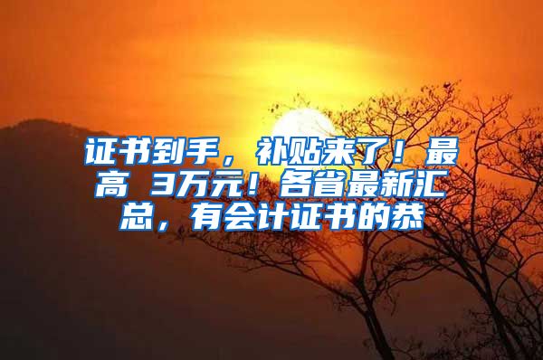 证书到手，补贴来了！最高 3万元！各省最新汇总，有会计证书的恭