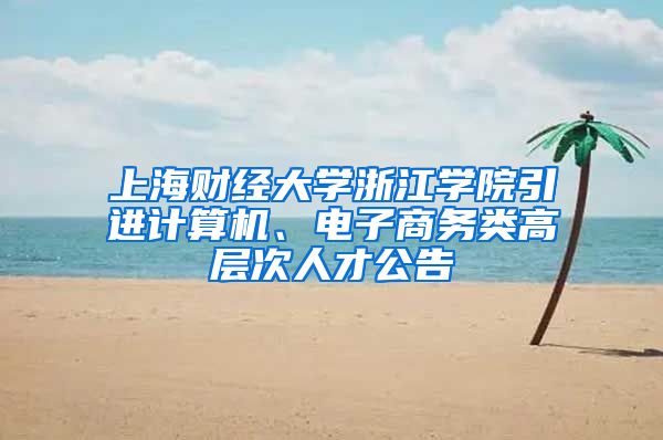 上海财经大学浙江学院引进计算机、电子商务类高层次人才公告
