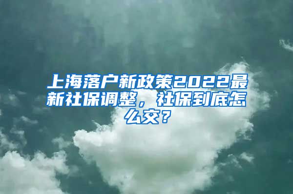上海落户新政策2022最新社保调整，社保到底怎么交？