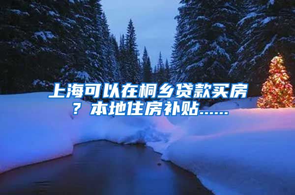 上海可以在桐乡贷款买房？本地住房补贴......