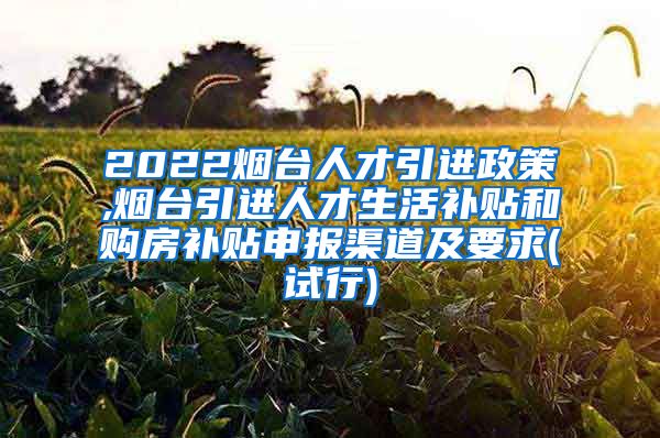 2022烟台人才引进政策,烟台引进人才生活补贴和购房补贴申报渠道及要求(试行)
