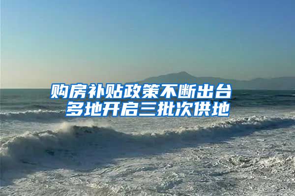 购房补贴政策不断出台 多地开启三批次供地