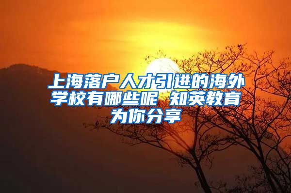 上海落户人才引进的海外学校有哪些呢 知英教育为你分享