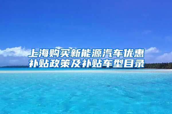 上海购买新能源汽车优惠补贴政策及补贴车型目录
