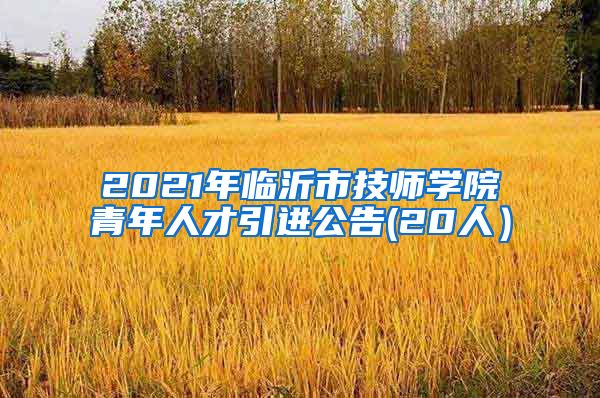 2021年临沂市技师学院青年人才引进公告(20人）