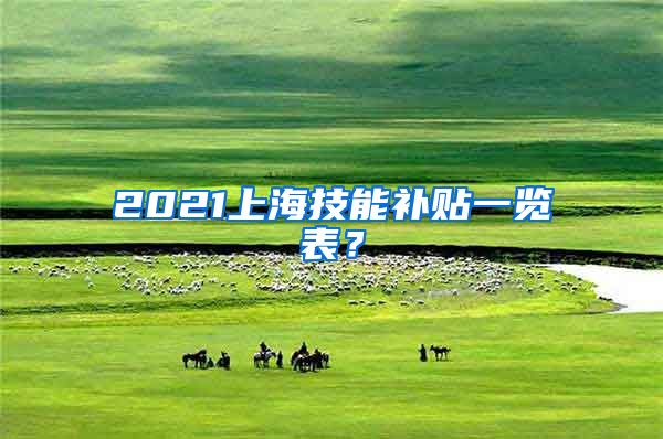 2021上海技能补贴一览表？