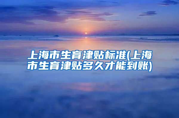 上海市生育津贴标准(上海市生育津贴多久才能到账)