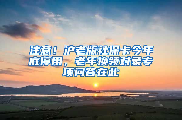 注意！沪老版社保卡今年底停用，老年换领对象专项问答在此→