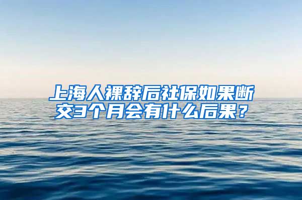 上海人裸辞后社保如果断交3个月会有什么后果？
