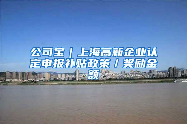 公司宝｜上海高新企业认定申报补贴政策／奖励金额