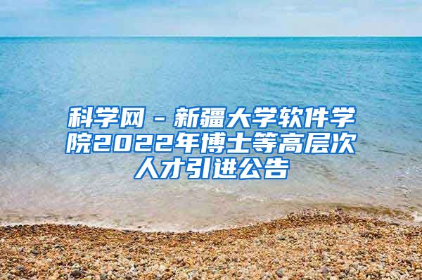 科学网－新疆大学软件学院2022年博士等高层次人才引进公告