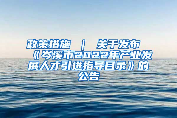政策措施 ｜ 关于发布《岑溪市2022年产业发展人才引进指导目录》的公告