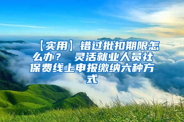【实用】错过批扣期限怎么办？ 灵活就业人员社保费线上申报缴纳六种方式